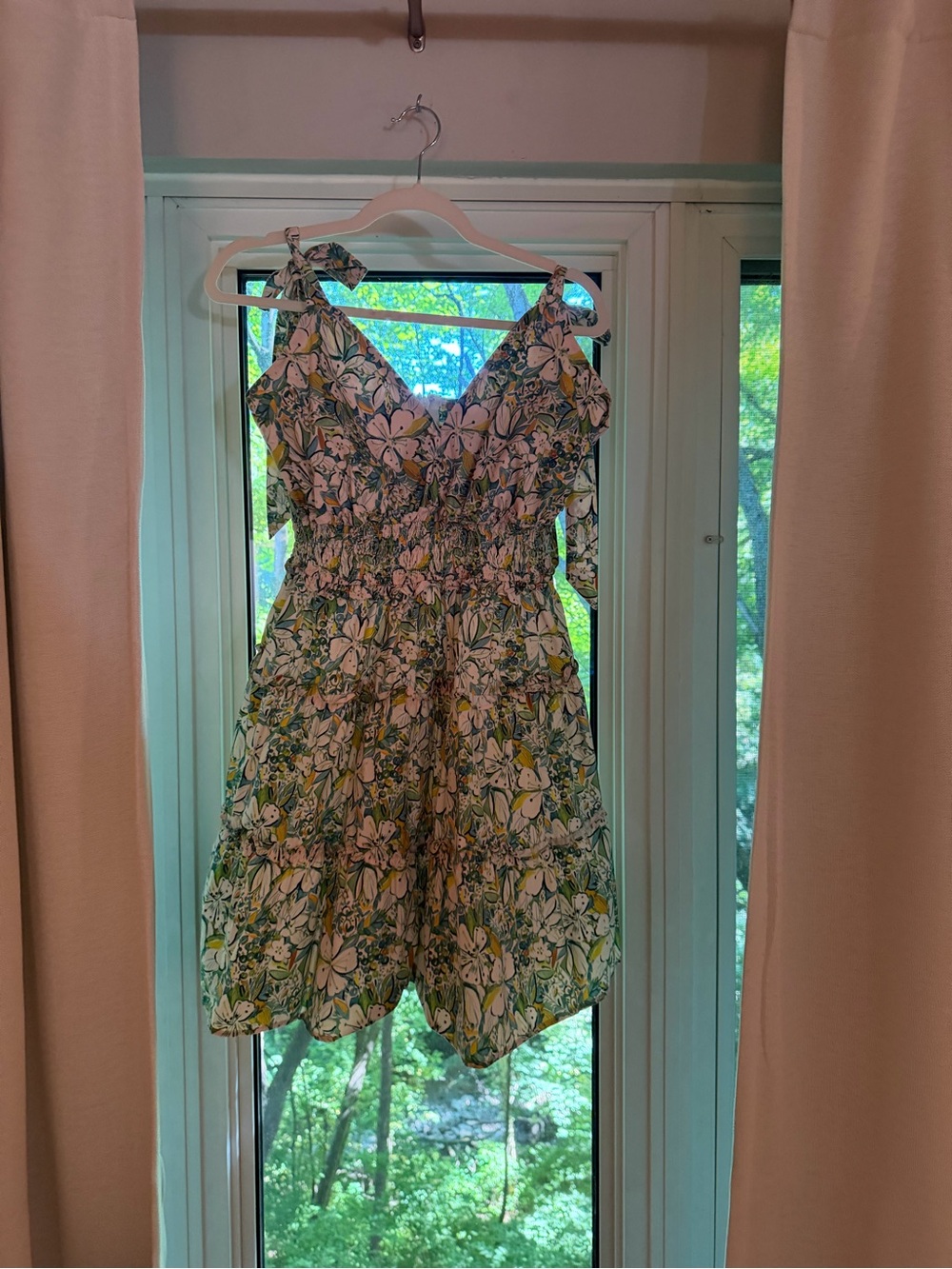 Pinch Green and White Botanical Tie-Shoulder Dress